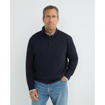 Sudadera de Algodón para Hombre Gant con Media Cremallera en Talla Grande 4XL, Color Marino