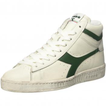 Diadora Game L High Waxed Unisex Leather High Top Sneakers - White/Green, Size 10 UK