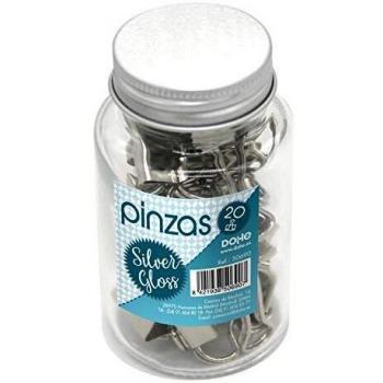Pinzas Metálicas de 19mm con Acabado Silver Gloss