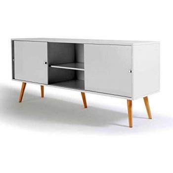 Aparador Bajo Escandinavo EFFIE de 3 Puertas en Madera Blanca, 135 cm