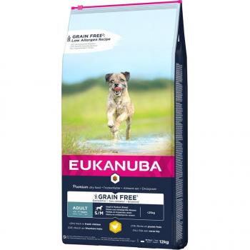 Eukanuba Grain Free Adult Small and Medium Breed Chicken - Economy Pack: 2 x 12 kg