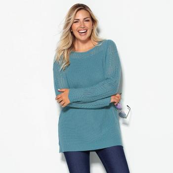 BELLÍSIMA Jersey Escote Redondeado y Abertura lágrima con Presilla y botón en la - 018801,Azul Plomo,4XL