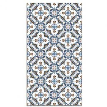 Alfombra Vinílica Baldosín Estilo Oriental Azul 200x250 cm - Antideslizante e Ignífuga para Cocina y Salón