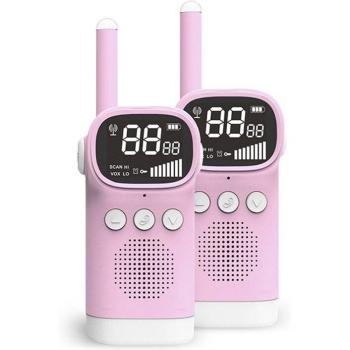 DAM Walkie Talkies infantiles D20, 1-3 km, pantalla de 1,5 LCD, 99 códigos de grupo encriptados, 2 unidades, dimensiones 5,4x3,5x14,3
