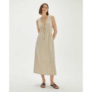 Vestido Midi Con Escote De Pico System Action modelo Ve422_Beige