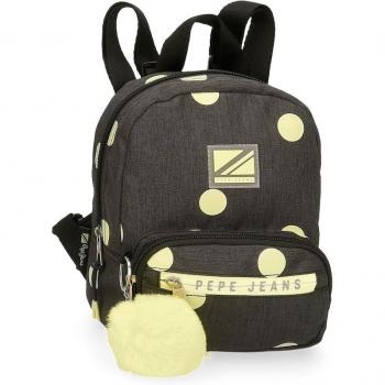 Pepe Jeans Leire Mochila Pequeña Negro 19x23x8cm Casual con Bolsillos Frontales