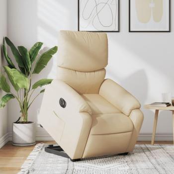 Sillón eléctrico reclinable elevable de tela color crema Vidaxl