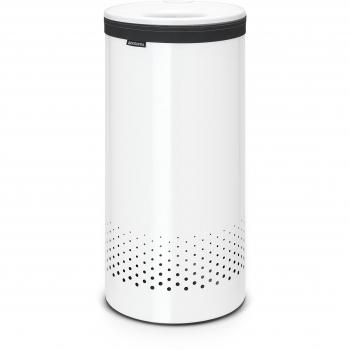 Brabantia - Cesto para ropa, 35 l, tapa de plástico blanca, cuerpo acero blanco