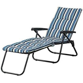 Tumbona de playa plegable reclinable en 6 posiciones con colchón y reposabrazos de acero y poliéster multicolor