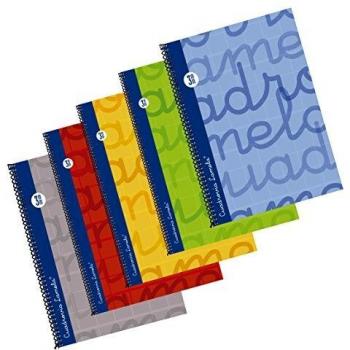Editorial Lamela B07F3JTL5G Bloc Forrado Folio 80 hojas Cuadrícula 3mm, 5 colores básicos surtidos