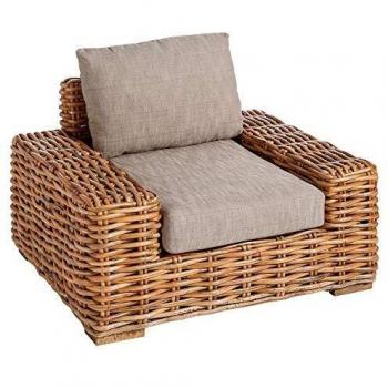 Sillón marrón con Trenzado de rattán de 108x90x71 cm - LOLAhome