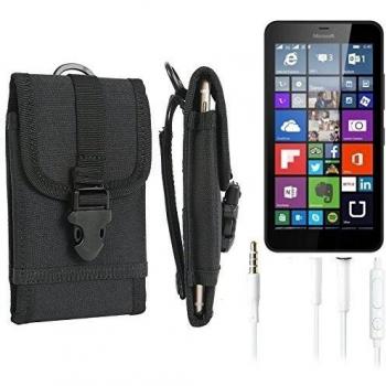 bolsa del cinturón / funda para Microsoft Lumia 640 XL LTE, negro + Auriculares | caja del teléfono cubierta protectora bolso - K-S-Trade
