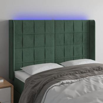 Cabecero LED Terciopelo Verde Oscuro 147x16x111/128 cm