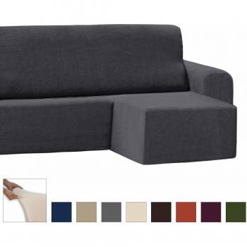 Eiffel Textile Adaptable Lavable Funda Brazo, Poliéster, Gris, Chaise Longue Corto Derecha