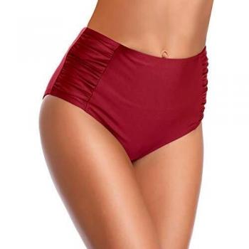 SHEKINI Ropa de Baño para Mujer Traje de Baño Vintage Cintua Alta Bikini Fondo Sexy Volantes Natación Retro Fruncido Estilo Trjes de Baño