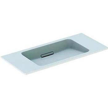 Lavabo flotante Geberit ONE 90 cm, diseño moderno, sin orificio para grifería, con rebosadero oculto, color blanco KeraTect brillante