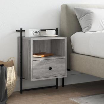 Mesita de noche de pared Sonoma gris 40x30x61 cm madera multicapa