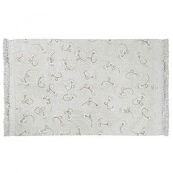 Alfombra lavable de algodón rosa/gris con flores 140x210 cm