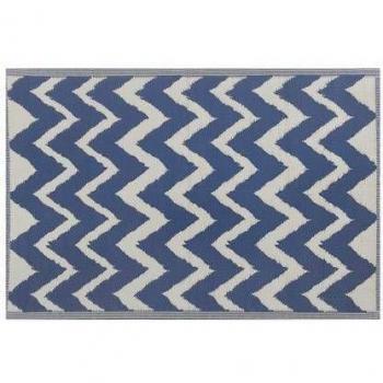 Alfombra de exterior rectangular 120 x 180 cm azul marino sintética con patrón zig zag Sirsa