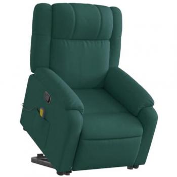 Silla de masaje reclinable de pie de tela verde oscura Vidaxl, respaldo ajustable, reposabrazos, sillón orejero para relax y TV