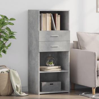 Aparador alto de madera de ingeniería gris hormigón 50x42,5x124 cm