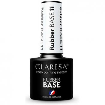 Claresa Base Semipermanente Rubber 11 - Transparente, Uv/led Base Rubber Prebase y Esmalte de Acabado para Uñas de Gel Tono 11, 5 g