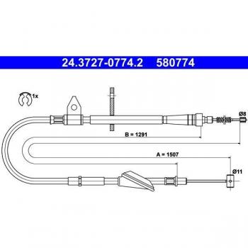 Cable de freno de mano ATE 24.3727-0774.2