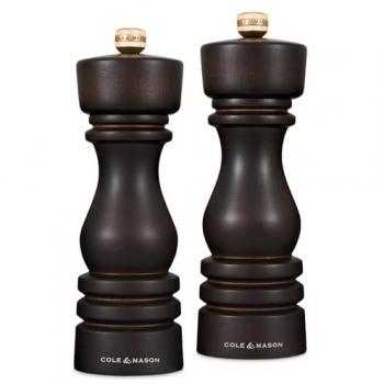 Juego de Molinillos de Sal y Pimienta Cole & Mason London 18cm, Madera Chocolate, Mecanismos Ajustables, Diseño Elegante