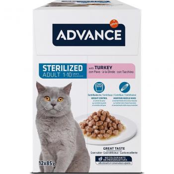 Advance Adult Sterilized Turkey Wet Cat Food Pouches in Gravy - 85g
