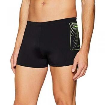Speedo Contrast Pocket Aquashort Am Bañador, Hombre, Black/Bright Zest, 30