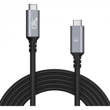 Ewent EC1070 Cable USB4 Thunderbolt 3/4, 40Gbps, 240W, USB-C a USB-C, Macho a Macho, 1 Metro, Negro