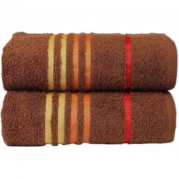 CASA COPENHAGEN Exotic Colección 475 g/m², 60cm x 120cm, algodón Juego de Toallas 2 Piezas, Marrón