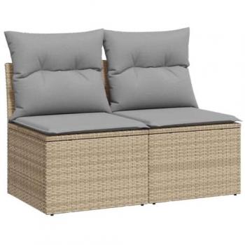 Set de sofás de jardín y cojines 4 piezas ratán sintético acacia beige