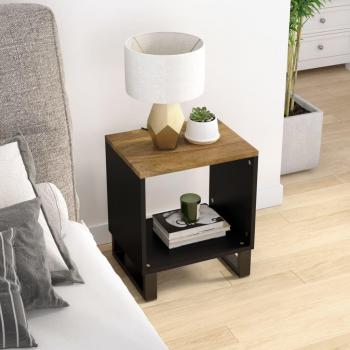 Mesa de salón de madera maciza de mango y contrachapada, dimensiones 40x31x46 cm, color marrón