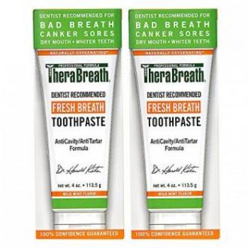 TheraBreath Dentiste recommandé haleine fraîche Bouche sèche Dentifrice, Doux Mint, 4 Ounce (Pack de 2)