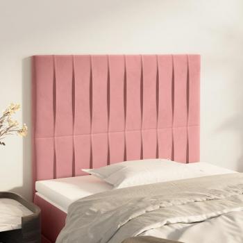 Cabeceros de terciopelo rosa 100x5x78/88 cm (2 unidades)