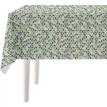 Mantel resinado Geo verde - Protector de mesa impermeable y antimanchas para salón comedor