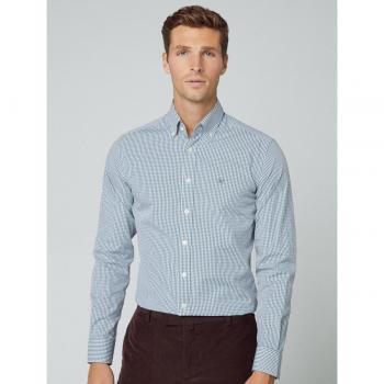 Hackett Essential Gingham Slim Fit Men's Shirt in White/Green