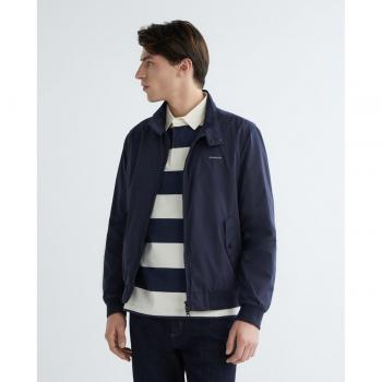 Gant Men's Lightweight Harrington Jacket with Zip Closure and Snap High Collar in Evening Blue, Size S