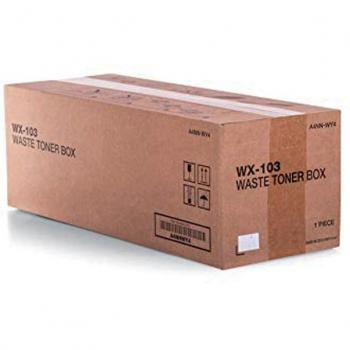 Recipiente para tóner residual Konica Minolta WX-103, compatible con impresoras Konica Minolta, diseñado para recolectar el tóner residual de manera eficiente, capacidad optimizada para un rendimiento prolongado, fácil instalación y reempl