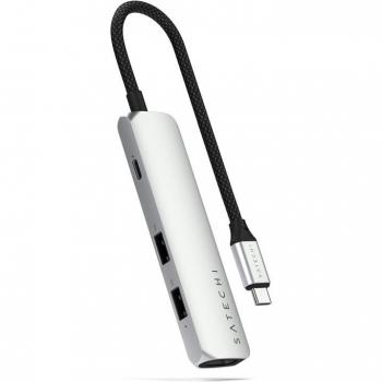 Satechi 4-in-1 USB-C Slim Multiport Adapter with 4K HDMI - Silver