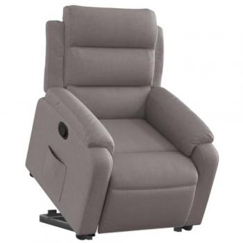 Sillón Reclinable Elevable Tela Gris Taupe con Respaldo, Reposabrazos y Diseño Ajustable para Personas Mayores