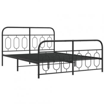 vidaXL Metal Bed Frame without Mattress with Footboard Black 150x200cm