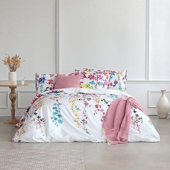 Funda Nórdica Haku 260x240 cm 100% algodón 200 hilos con estampado floral, cierre con corchetes