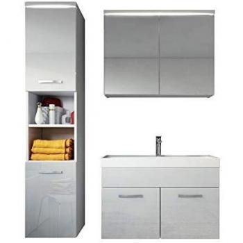 Conjunto de Muebles de Baño Paso 80 cm - Blanco Alto Brillo con Espejo y Mueble Auxiliar