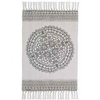 Alfombra de pie de Cama de algodón/poliéster Gris étnica para Dormitorio de 60 x 90 cm Factory - LOLAhome
