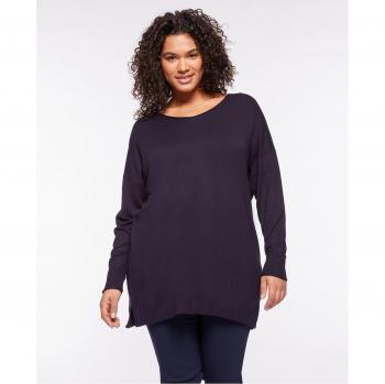 Jersey de mujer largo con cuello barco en viscosa ECOVERO™
