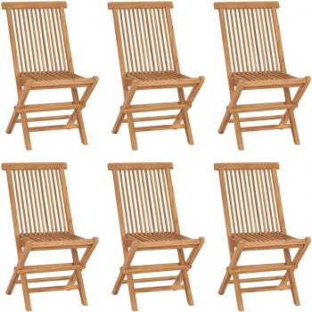 Folding Garden Chairs Set of 6 Solid Teak Wood
