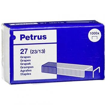 Petrus Grapas, 100 hojas, Largo 13 mm, 1000 grapas, Modelo 27