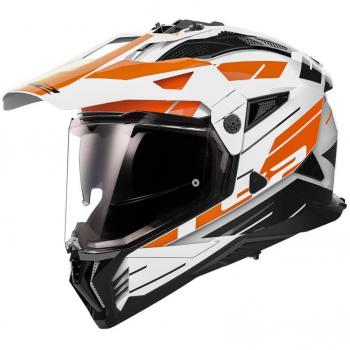LS2 Casco de motocross Adventure MX702 Pioneer II Namib Blanco-Naranja